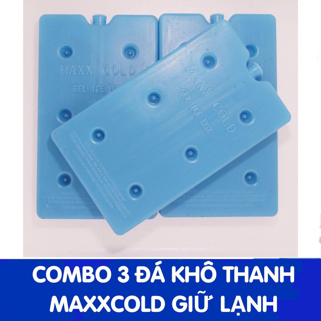 Combo 3 Đá khô thanh hộp nhựa maxxcold giữ lạnh sữa, thực phẩm, bỏ quạt điều hòa