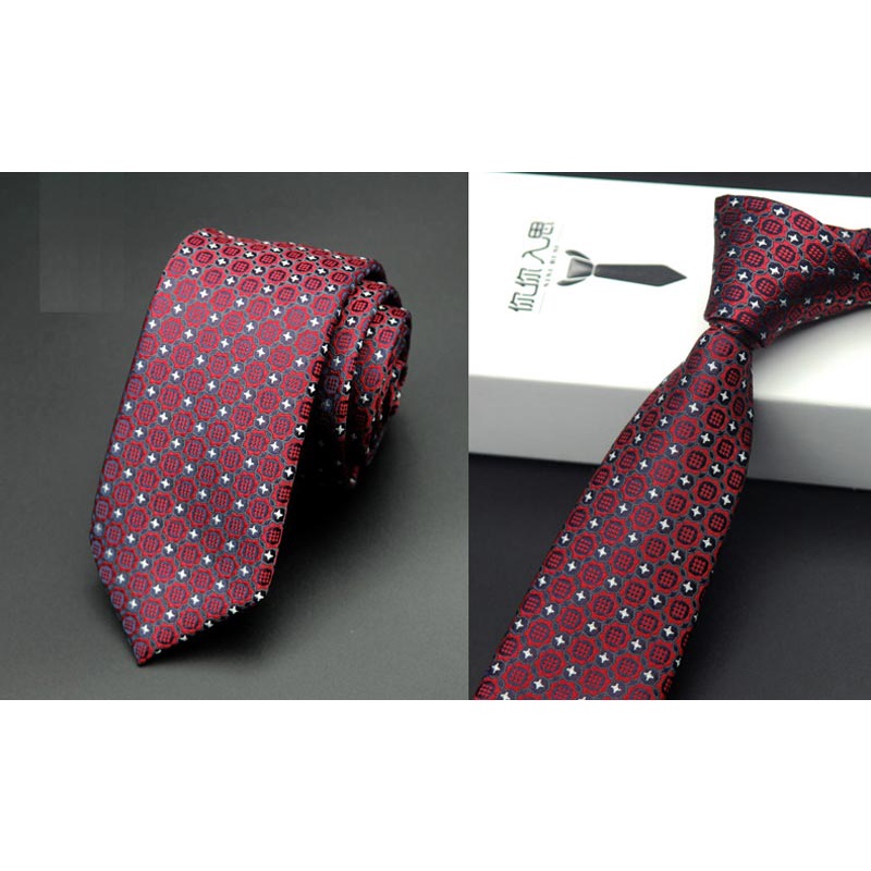 Cà Vạt Lụa Ôm Dáng Họa Tiết Chấm Bi / Chấm Bi 6CM Chất Lượng Cao Cho Chú Rể