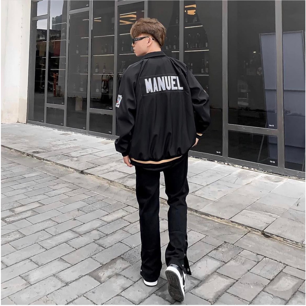 Áo khoác bomber Essential Manuel nam nữ chất dù oversize form rộng bóng chày unisex - Gin Store