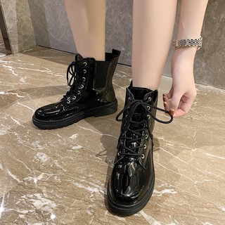 Giày Boot Da Bóng Cá Tính , Bốt Cá Tính Ulzzang