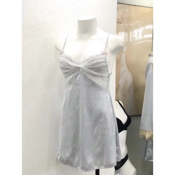 Váy ngủ lụa hai dây phối lưới trước ngực D65[ quyến rũ], [sang trọng], [sexy]