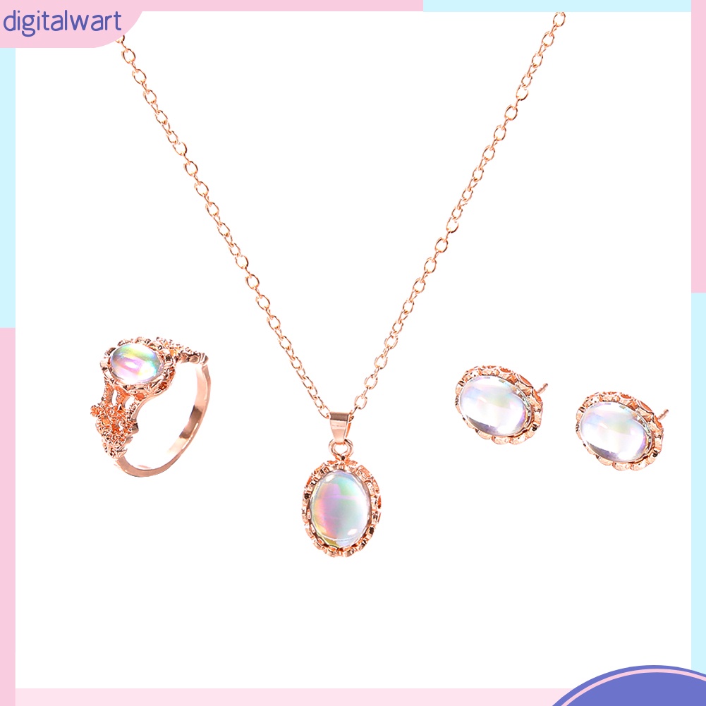 Set 3 Vòng cổ / Nhẫn / Bông Tai Đính Đá Giả Thời Trang Nữ