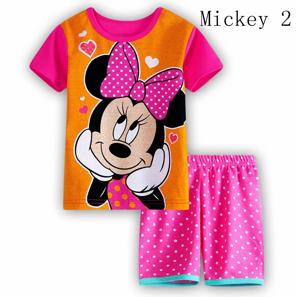 Set Pajamas áo thun tay ngắn &amp; quần short in hình chuột Mickey cho bé gái