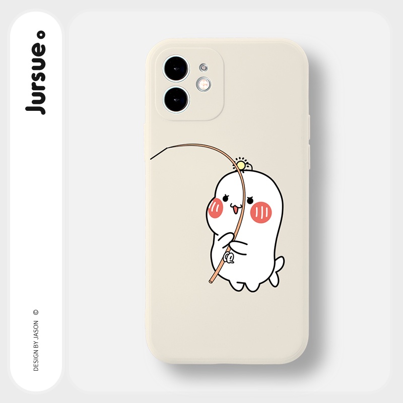 Ốp lưng JURSUE mềm hoạt hình cặp đôi dễ thương đẹp cho iPhone 13 12 11 Pro Max SE 2020 X XR XS ip 8 7 6 6S Plus kute Y9