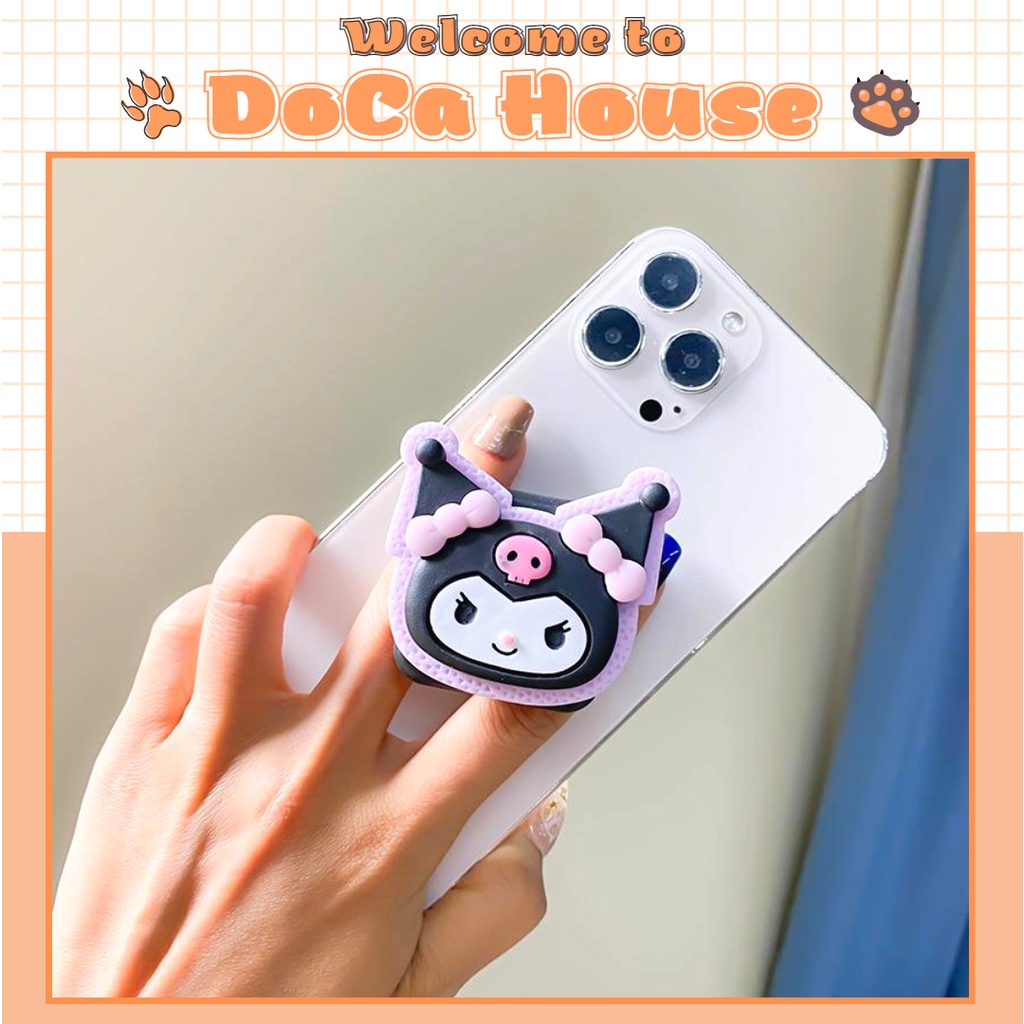 Giá đỡ chống lưng điện thoại popsocket kèm gương hoạt hình đáng yêu - DoCa