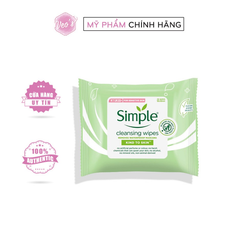 Khăn giấy ướt tẩy trang Simple Cleansing Facial Wipes