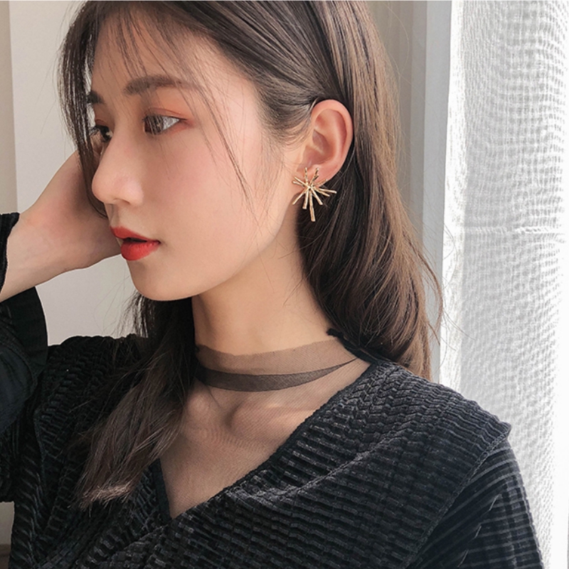 Khuyên Tai Kim Loại Hình Học Phong Cách Vintage Hàn Quốc Cho Nữ