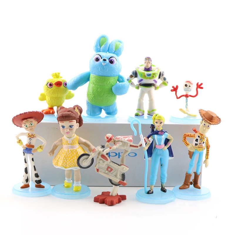 【COD】Toy Story 4 9pcs Forky Woody Buzz Jessie Bo Peep Ducky Bunny Action Figure Toy kid gift