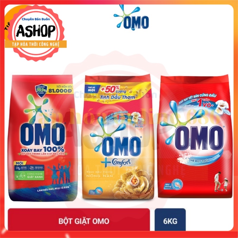 Bột giặt Omo tinh dầu thơm hương nồng nàn đánh bay vết bẩn 800gr 3kg 6kg