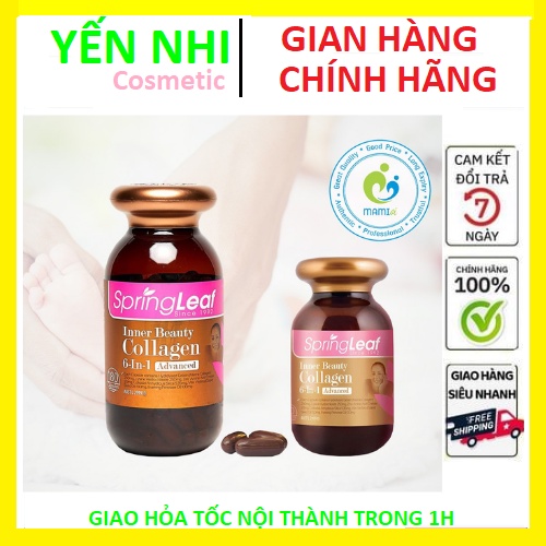 Viên collagen Spring Leaf Inner Beauty collagen 6in1 Advanced chính hãng Úc 90v/180v chống lão hóa đẹp da