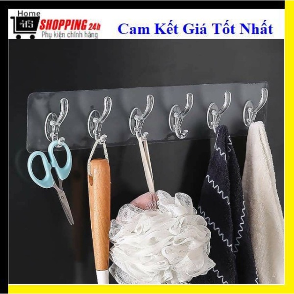 Vỉ 6 móc dán tường trong suốt dính siêu chắc Homeshopping24h