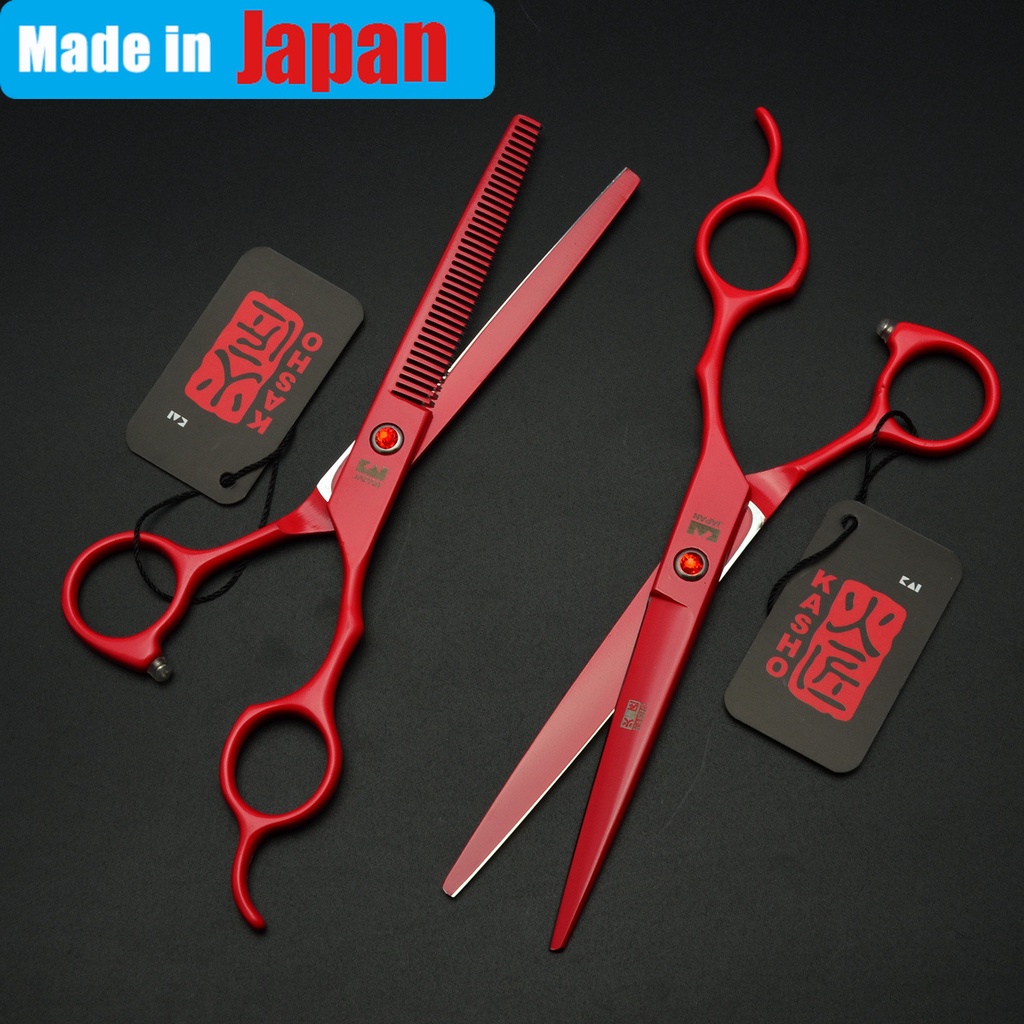 Bộ Kéo Cắt Tóc 7 Inch 440C Răng Đỏ Chuyên Dụng Cho Salon Nhật Bản