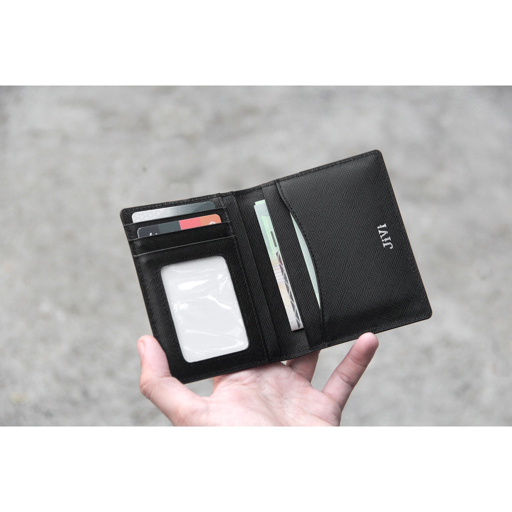 Ví Card 2 gấp Full Da Bò Saffiano JIVI BRAND® V38S