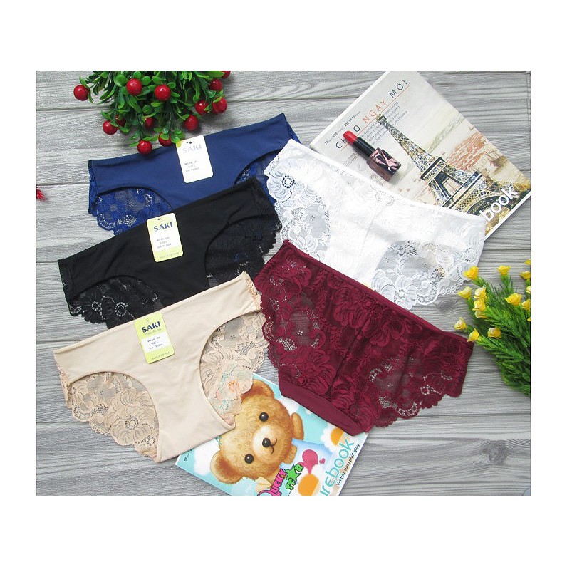 QUẦN LÓT NỮ THUN LẠNH PHỐI REN SAU SAKI - QLNU47