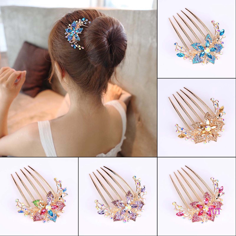 Ygt Lược Cài Tóc Hợp Kim Đính Kim Cương Giả Dễ Phối Đồ