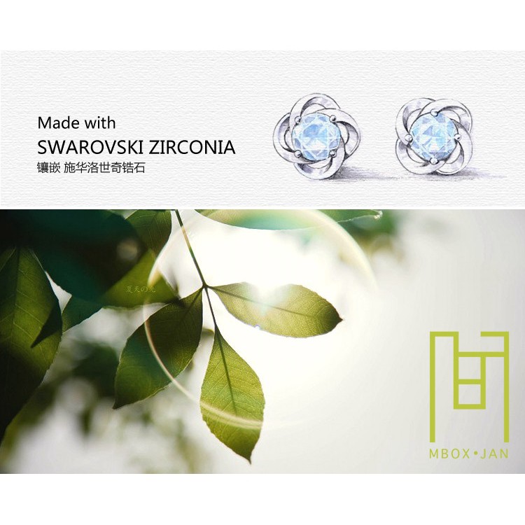 Khuyên Tai Mạ Bạc 925 Hình Cỏ Bốn Lá Đính Đá Xinh Xắn