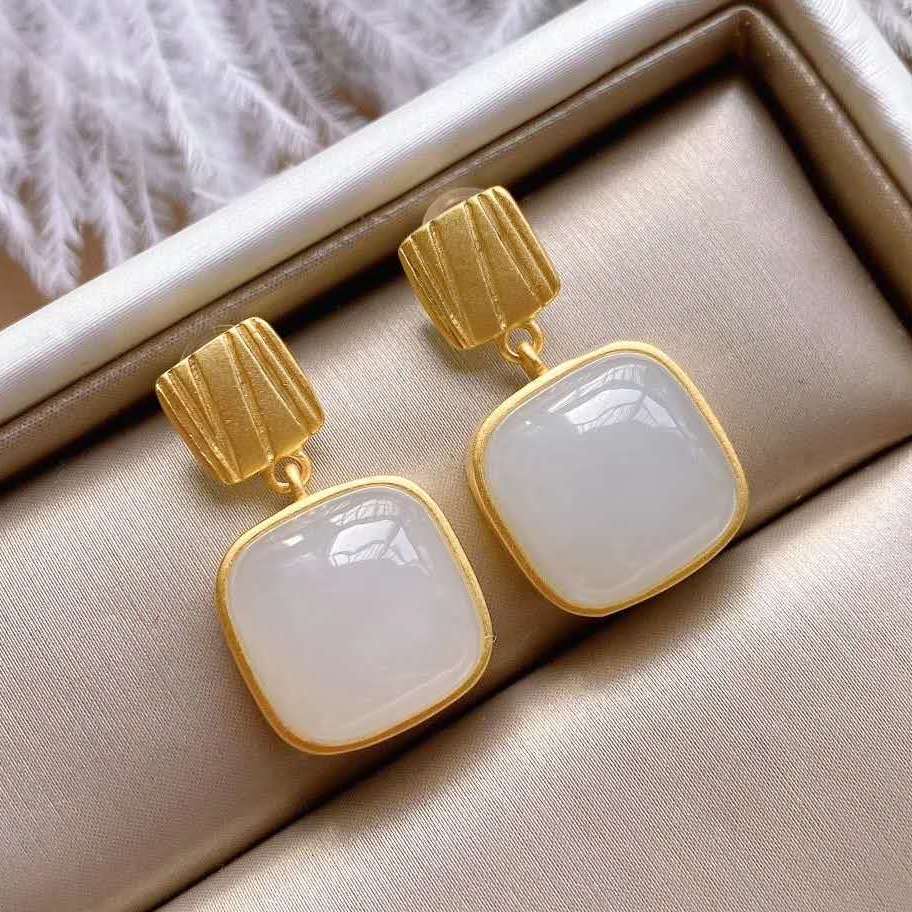 Bông Tai Mạ Vàng/Bạc Đính Đá Sapphire Sang Trọng Thời Trang