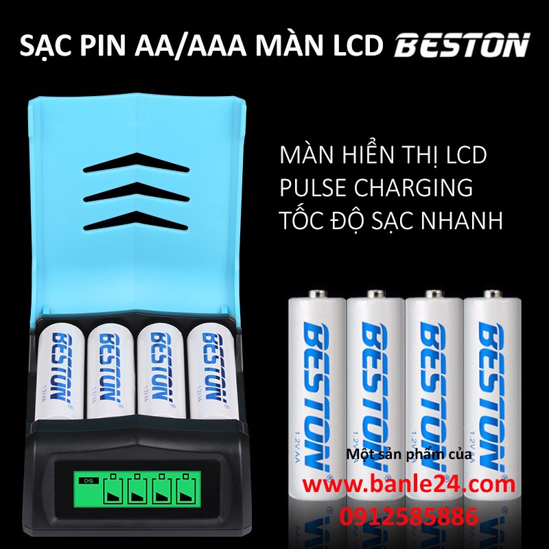 Combo 4 pin AA/AAA kèm sạc nhanh màn LCD BESTON