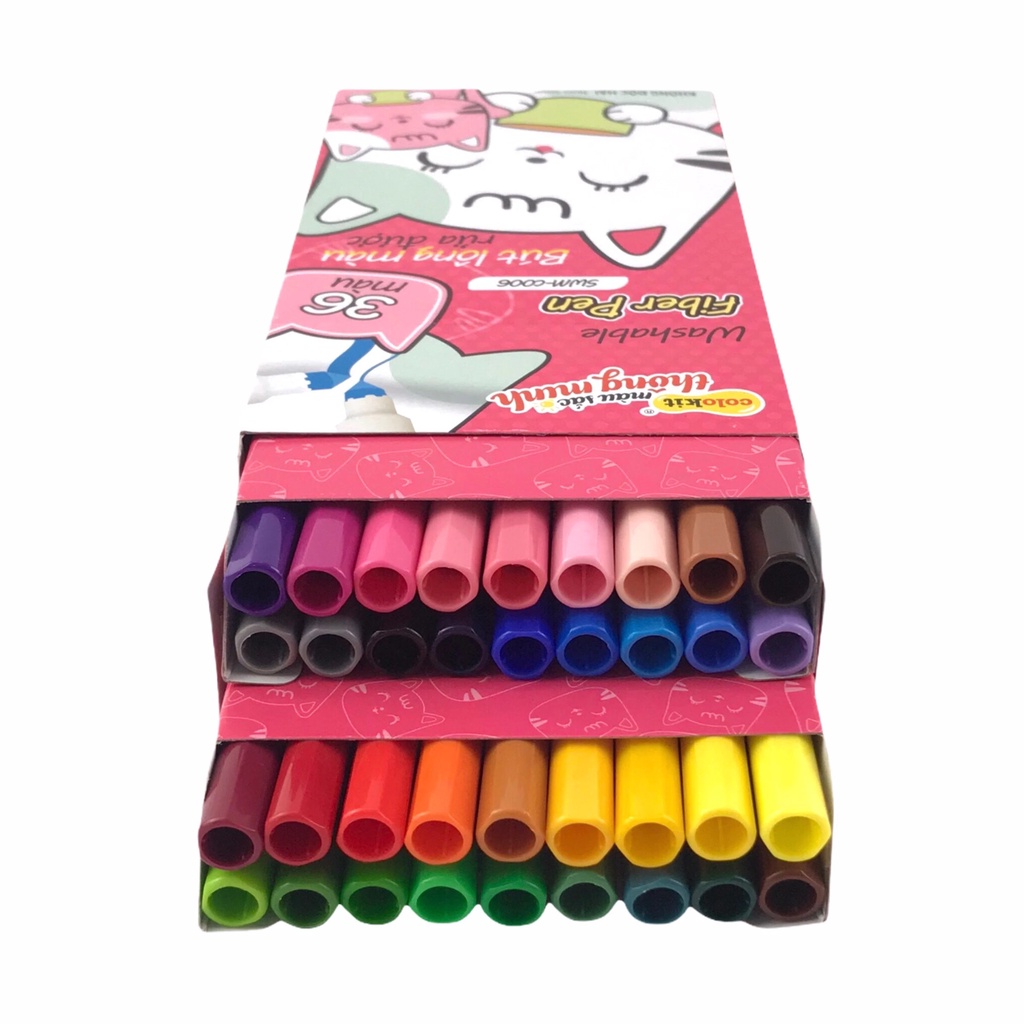 Bút lông 36  màu Pastel Fiber Pen Thiên Long Colokit SWM-C006 - Bút lông màu viết nét thanh nét đậm cực đẹp ANKICO