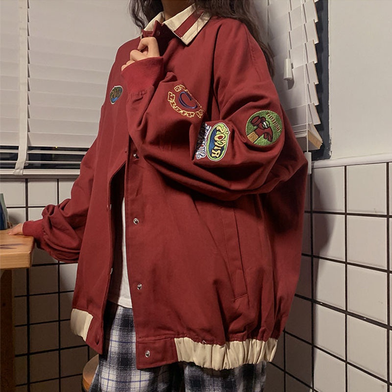 Áo Khoác Bóng Chày Vải Cotton Mỏng Cỡ Lớn Kiểu vintage Đường Phố Mỹ Thời Trang Xuân Thu Cho Nam Và Nữ