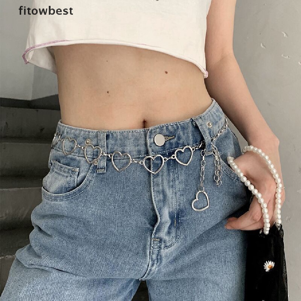 Thắt Lưng Dây Xích 100cm Hình Trái Tim Rỗng Phong Cách Hip Hop Cổ Điển Thời Trang Cho Nữ