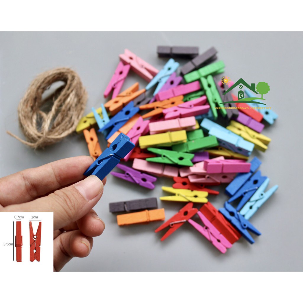10 Kẹp gỗ nhiều màu nhiều size lớn nhỏ 3.5 cm 4.5cm 7.2cm làm đồ handmade vintage