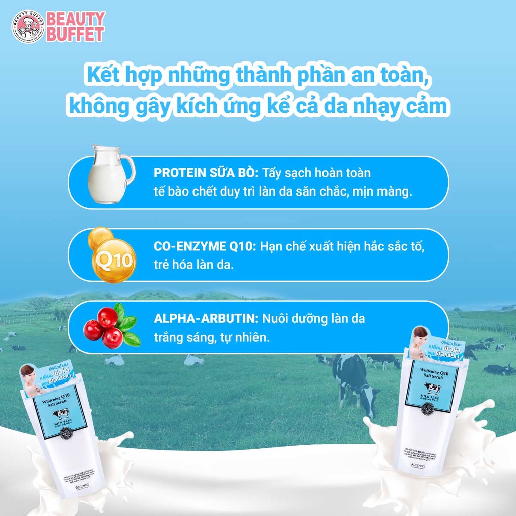 Muối tẩy tế bào chết dưỡng trắng và trẻ hóa da Scentio Milk Plus 300g