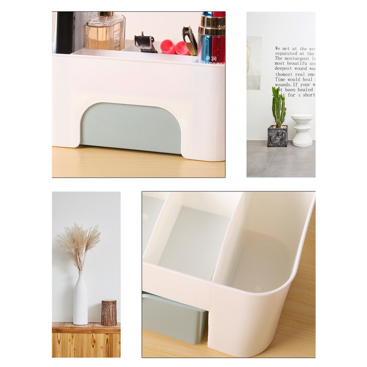 Hộp Đựng Mỹ Phẩm Có Ngăn Kéo Khay Để Son , Nước Hoa , Chì Kẻ Mắt Mày , Tẩy Trang Làm Bằng Nhựa 6 Ngăn