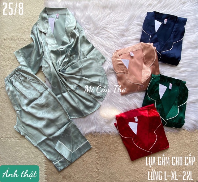 Mi Cần Thơ 🌻 [nhiều size]Set bộ Pijama LỤA GẤM CAO CẤP quần lửng, có túi quần