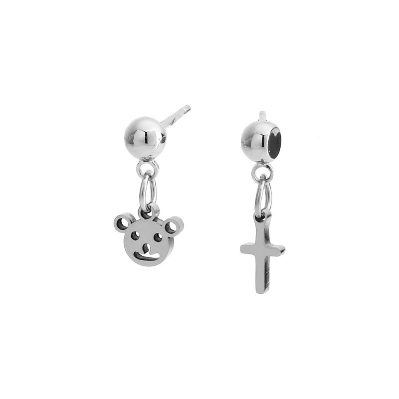 Khuyên Tai Hình Gấu Đan Chéo Phong Cách Hàn Quốc Cho Nữ