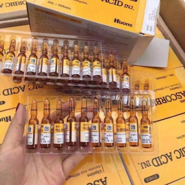 Vitamin C Hàn Ống Giúp Sáng Da, Mờ Thâm Nám, Pha Tảo Hồng Sâm Cấy - Hộp 50 ống