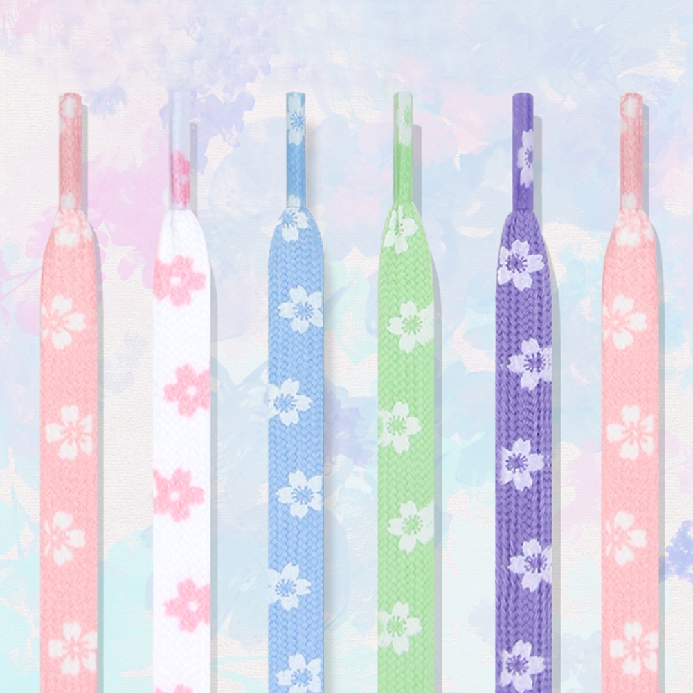 Cặp Dây Giày 100CM Bằng Vải canvas Phối Họa Tiết Hoa Anh Đào Dễ Thương