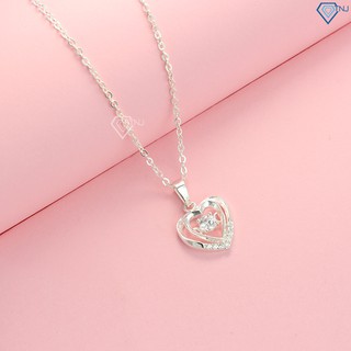 Dây chuyền bạc nữ, vòng cổ bạc nữ mặt trái tim kép DCN0424