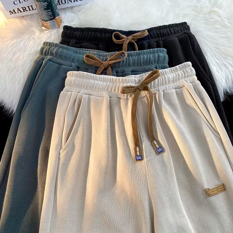 Quần ống rộng Lưng Thun Co Giãn Phong Cách Thời Trang Hàn Quốc Cho Nam Giới Có size Lớn M-3XL