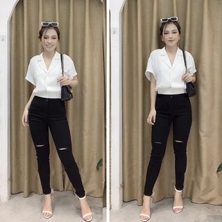 Áo sơ mi nữ trắng ngắn tay, vải voan xịn xò💖 freeship💖 sơ mi nữ trắng