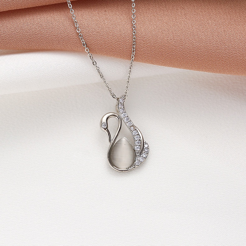 XiaoboACC Vòng cổ Mạ Bạc Nhiều Mặt Tùy Chọn Đính Đá Thời Trang Cho Nữ - 45CM+5CM