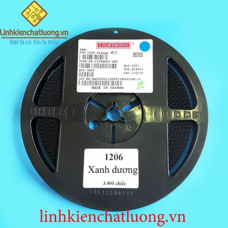 Nguyên cuộn LED dán 1206 màu xanh dương (3000c)