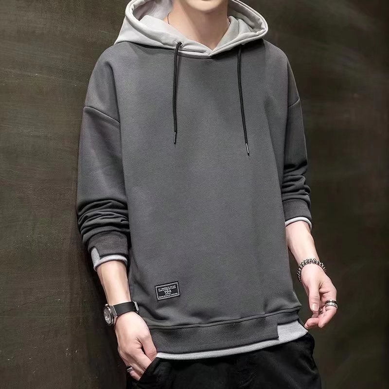 Áo hoodie Lót Lông Cừu Màu Trơn Dáng Rộng Phong Cách Hàn Quốc Thời Trang Thu Đông Cho Nam m-3xl