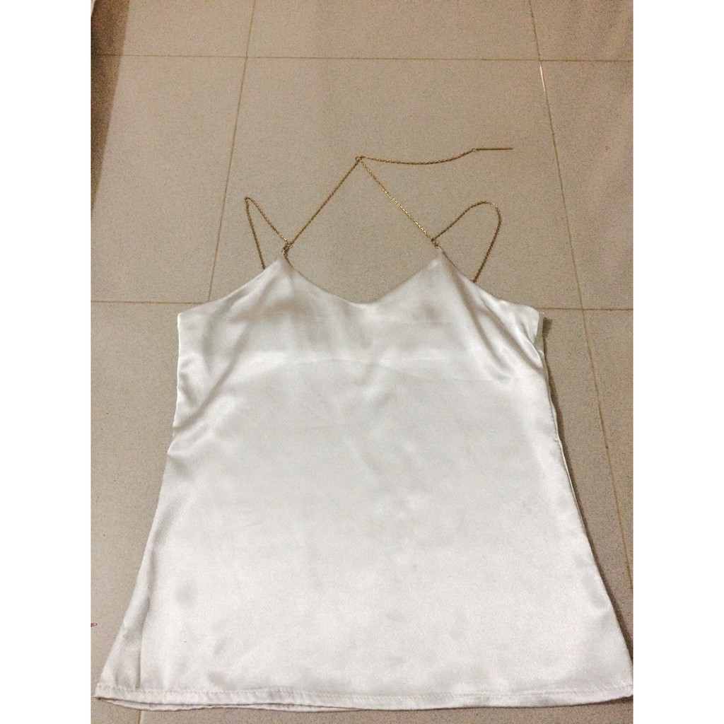 Thanh lý - Áo lụa 2 dây màu xám ánh kim, mặc hè siêu cưng