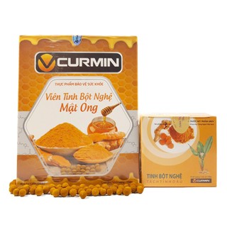 Combo 1 hộp Tinh bột nghệ Viện Khoa Học Công Nghệ VCURMIN 100g + 1 hộp Viên Tinh bột nghệ mật ong VCURMIN 150g
