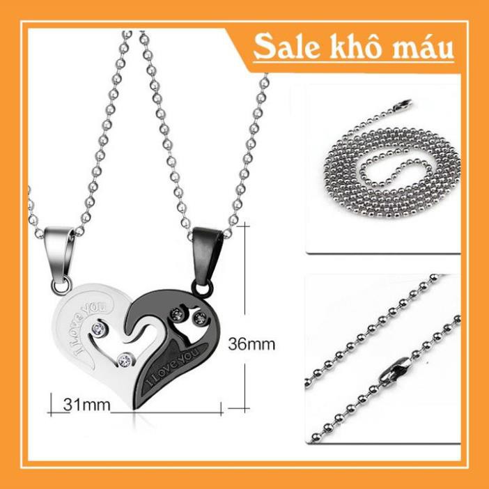 [ Siêu SALE ] DÂY CHUYỀN CẶP ĐÔI INOX NỮA TRÁI TIM GHÉP MC104 -siêu đẹp chuẩn thời trang