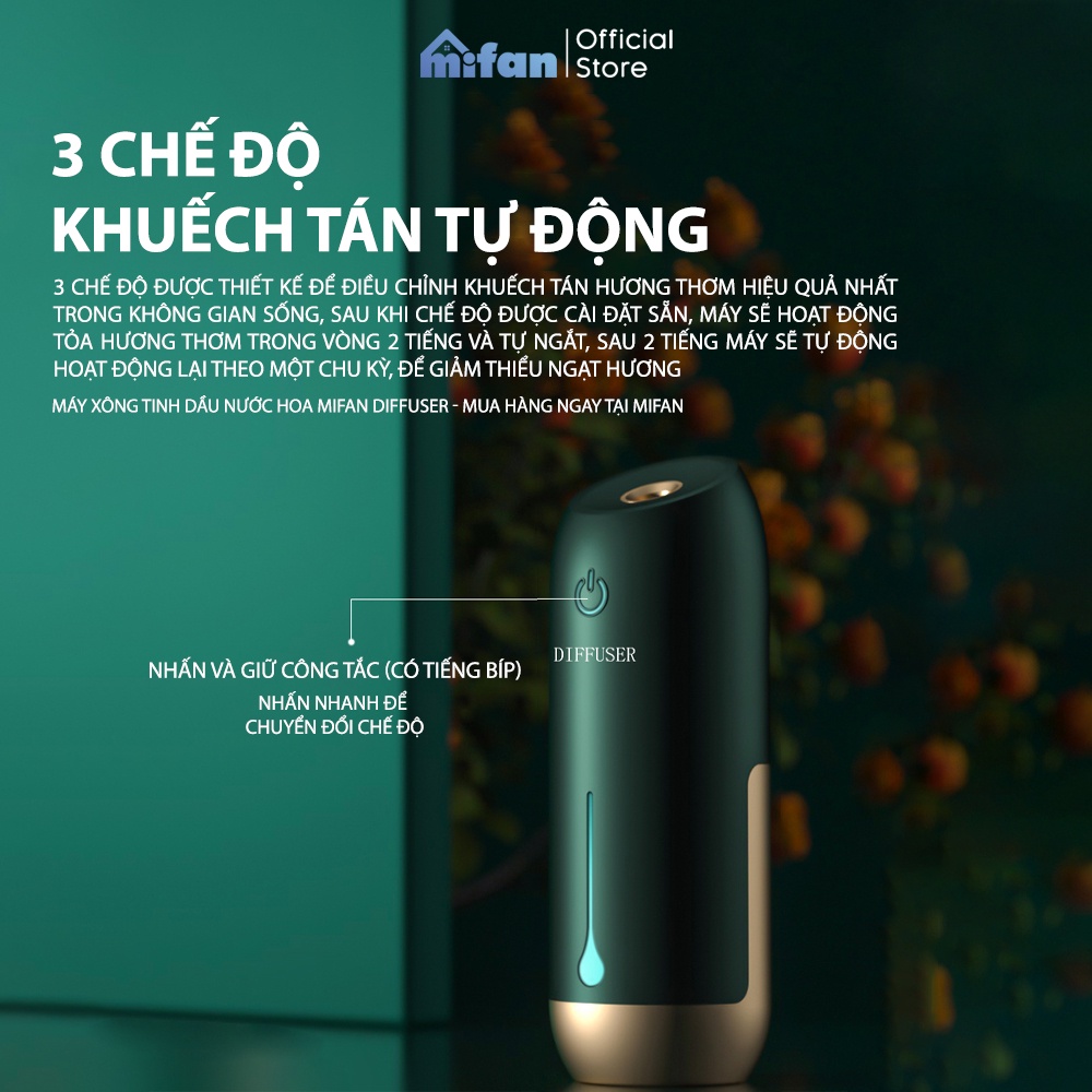 Máy Xông Tinh Dầu Nước Hoa Mifan Diffuser 2021 - Pin sạc cao cấp - Tự động hẹn giờ khuếch tán phun sương thơm phòng