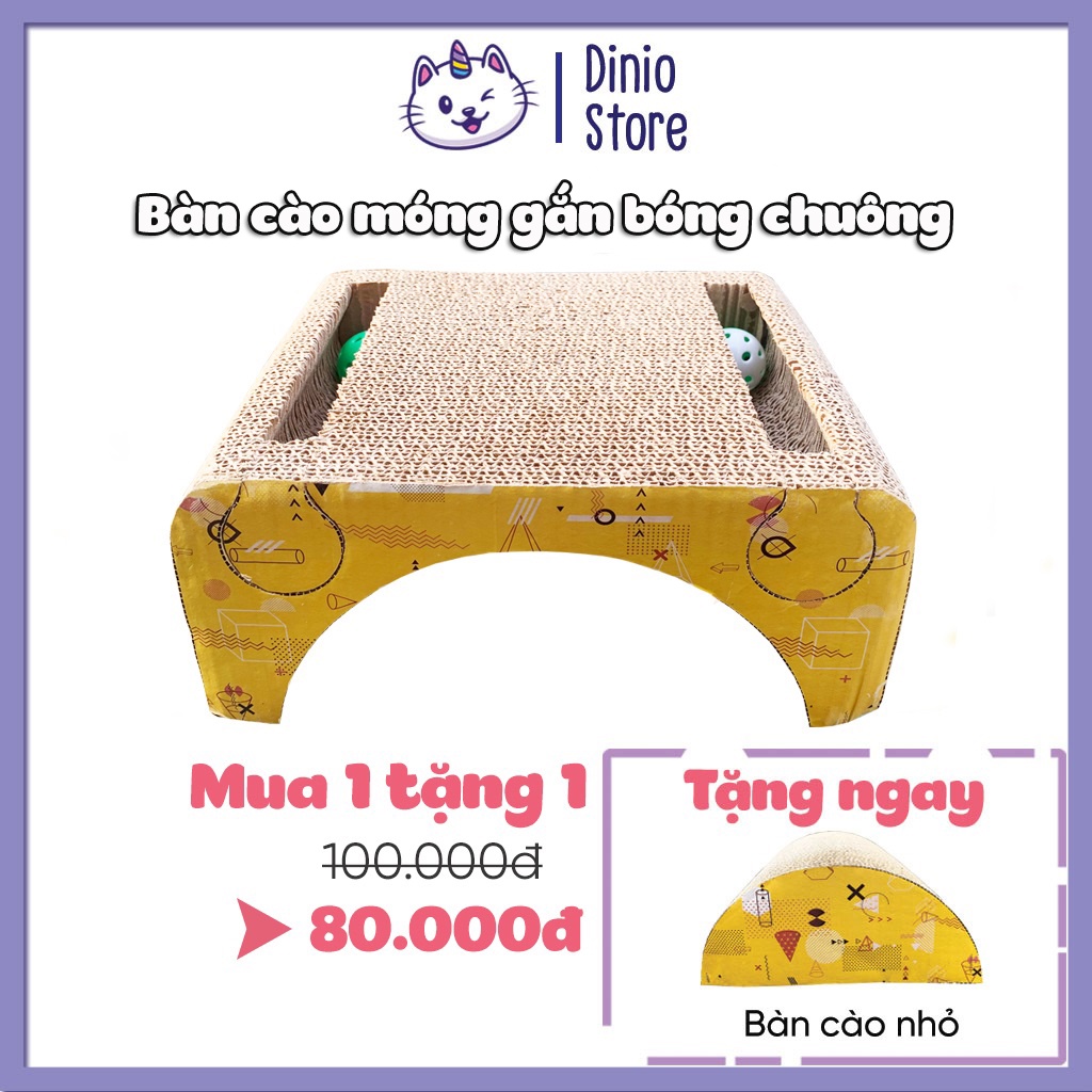 Bàn cào móng gắn bóng chuông cho mèo, giúp mài móng và thư giãn Mua 1 tặng 1