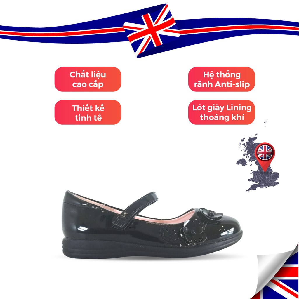 Giày Búp Bê Đen Đi Học Bé Gái Crown Space UK School Shoes CB3023 Cao Cấp Nhẹ Êm Thoáng Mát Size 28-36/4-14 Tuổi