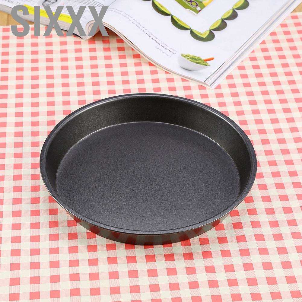 Sixxx 8 inch Carbon Steel Non-stick Round Pizza Pan Microwave Oven Baking Dishes Pans Pie Tray