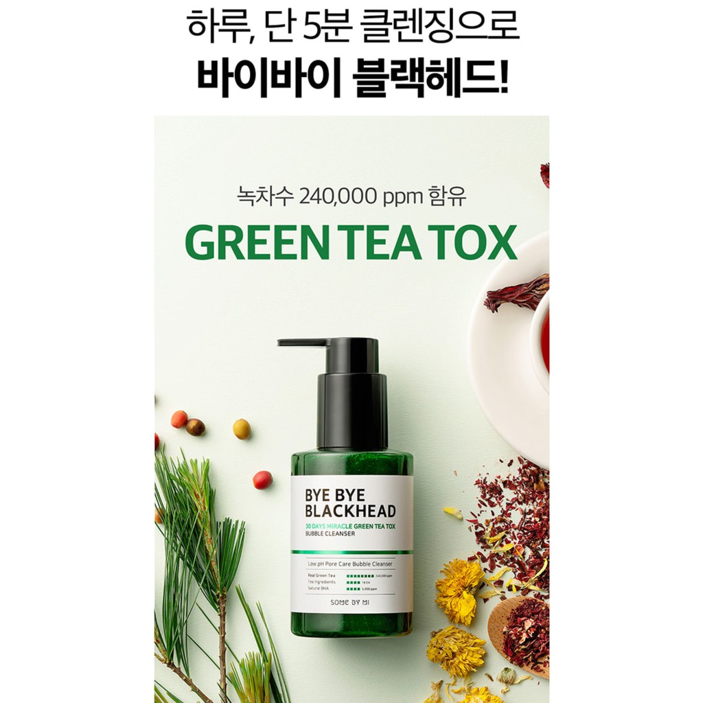 Sữa Rửa Mặt Sủi Bọt Loại Bỏ Mụn Đầu Đen Some By Mi Bye Bye Blackhead 30 Days Miracle Green Tea Tox Bubble Cleanser 120g | BigBuy360 - bigbuy360.vn