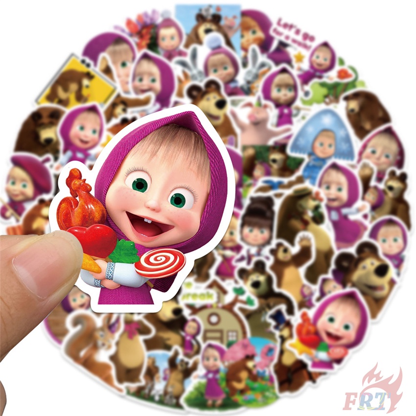 ❉ Hình Dán Dòng Masha and the Bear Series 01 ❉ Bộ 50 Sticker Chống Thấm Nước Họa Tiết Doodle Hợp Thời Trang