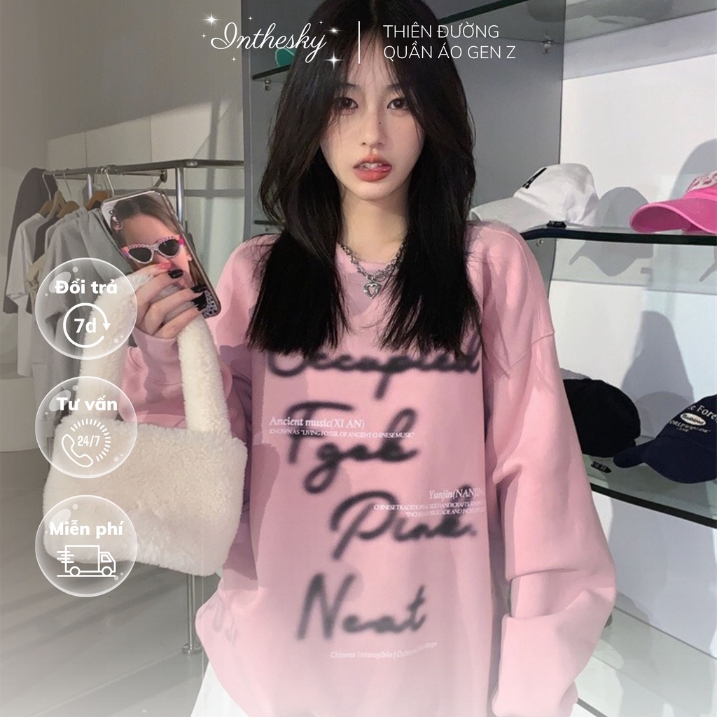 ÁO SWEATER ULZZANG NỮ NỈ DÀI TAY HỒNG HÀN QUỐC