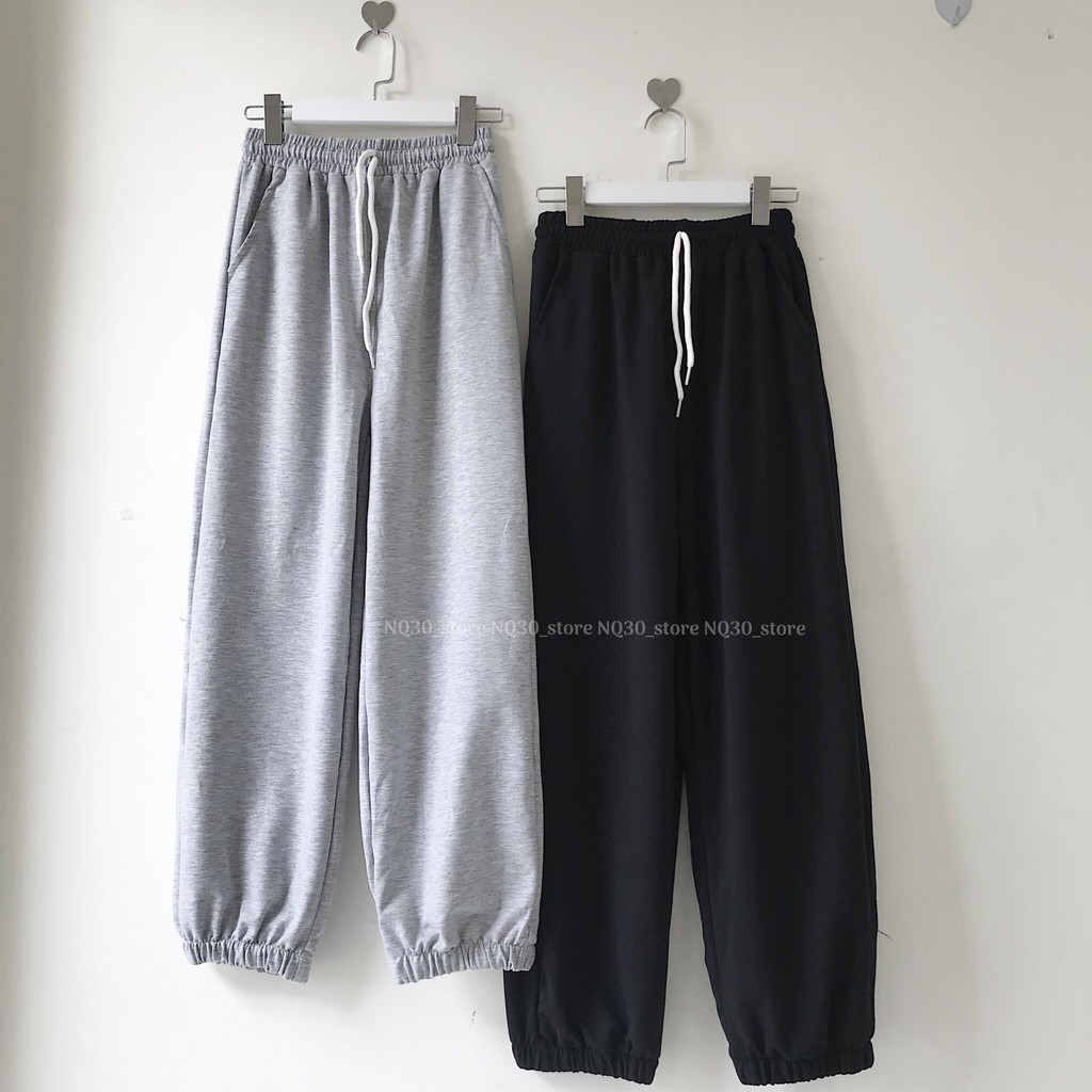 [Mã SKAMFSW175 giảm 10K đơn 50K] Quần Jogger Trơn NQ30 Nỉ Da Cá Dáng Rộng Bo Gấu Nam Nữ Đen Xám Trắng Unisex