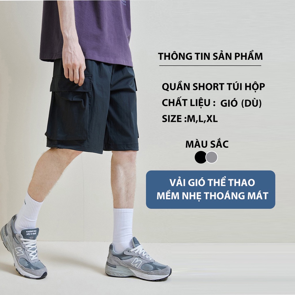 Quần short nam túi hộp Qthouse.quần đùi nam nữ thể thao lưng thun form rộng cargo shorts